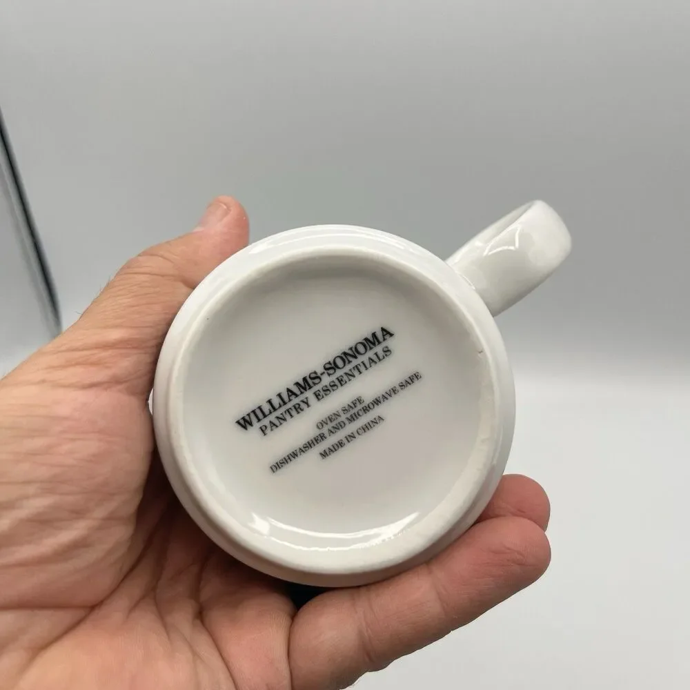 (2) William Sonoma Pantry Essentials White Coffee/Tea Mugs/Cups 3.75” 10 OZ